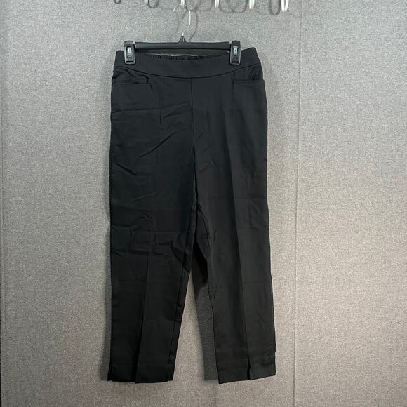 Isaac Mizrahi Live! Stretch Crop Pants Regular 24/7 Pitch Black, Reg 8 - Picture 1 of 8